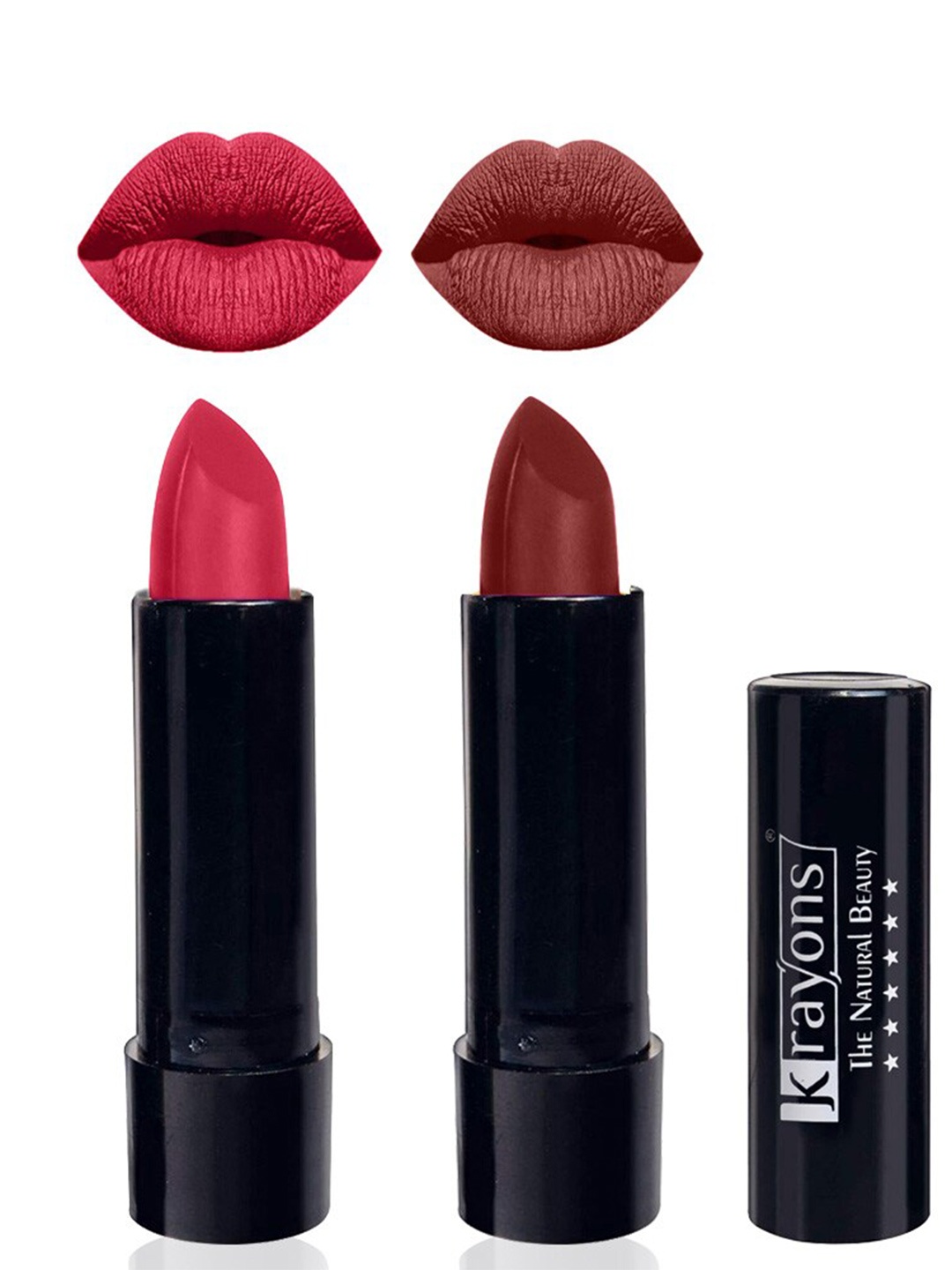 

krayons The Natural Beauty Set Of 2 Matte Lipsticks - First Crush 160 & Cherry Maroon 195, Red