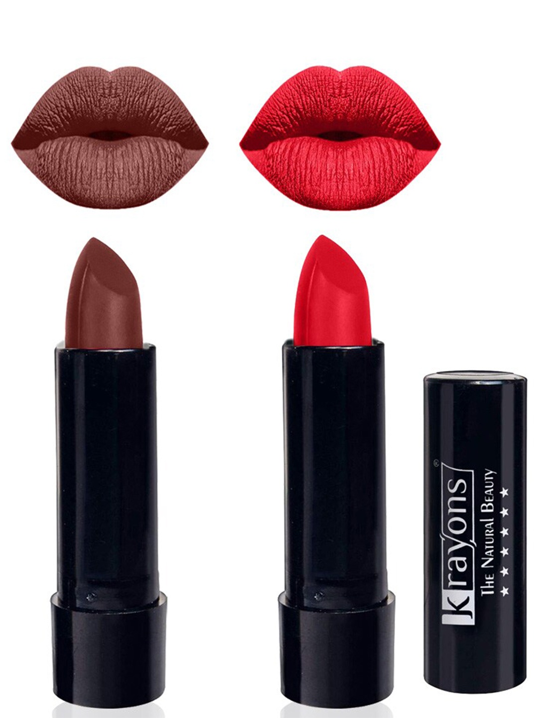 

krayons The Natural Beauty Set Of 2 Matte Lipsticks - Brick Tone 156 & Orange Crush 173, Brown