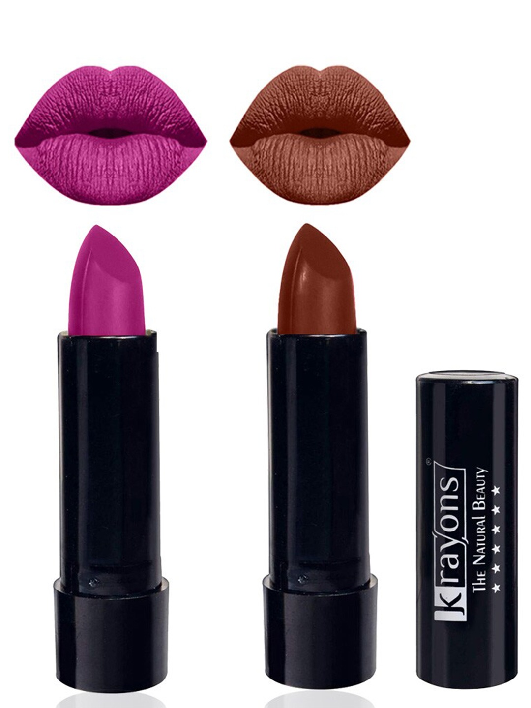 

krayons The Natural Beauty Set Of 2 Matte Lipsticks - French Rose158 & Chocolate Mocha167, Purple