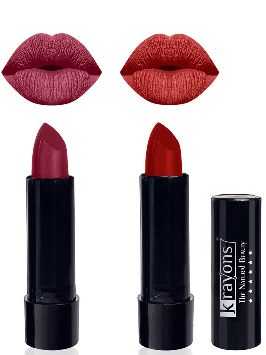 

krayons The Natural Beauty Set Of 2 Matte Lipsticks -Shocking Pink 152 & Centre Stage 183, Maroon