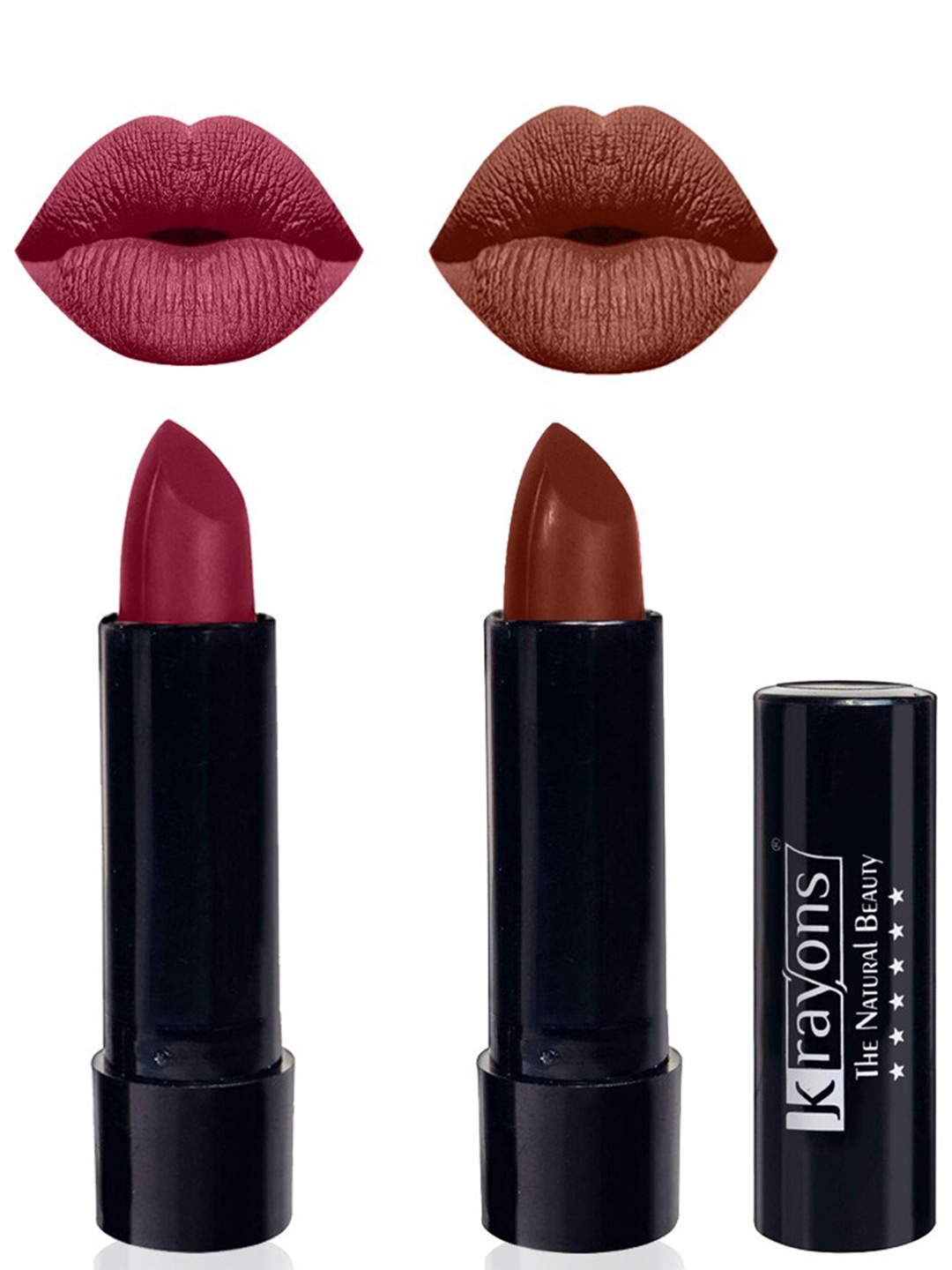 

krayons The Natural Beauty Set Of 2 Matte Lipstick - Shocking Pink152 & Chocolate Mocha167, Maroon