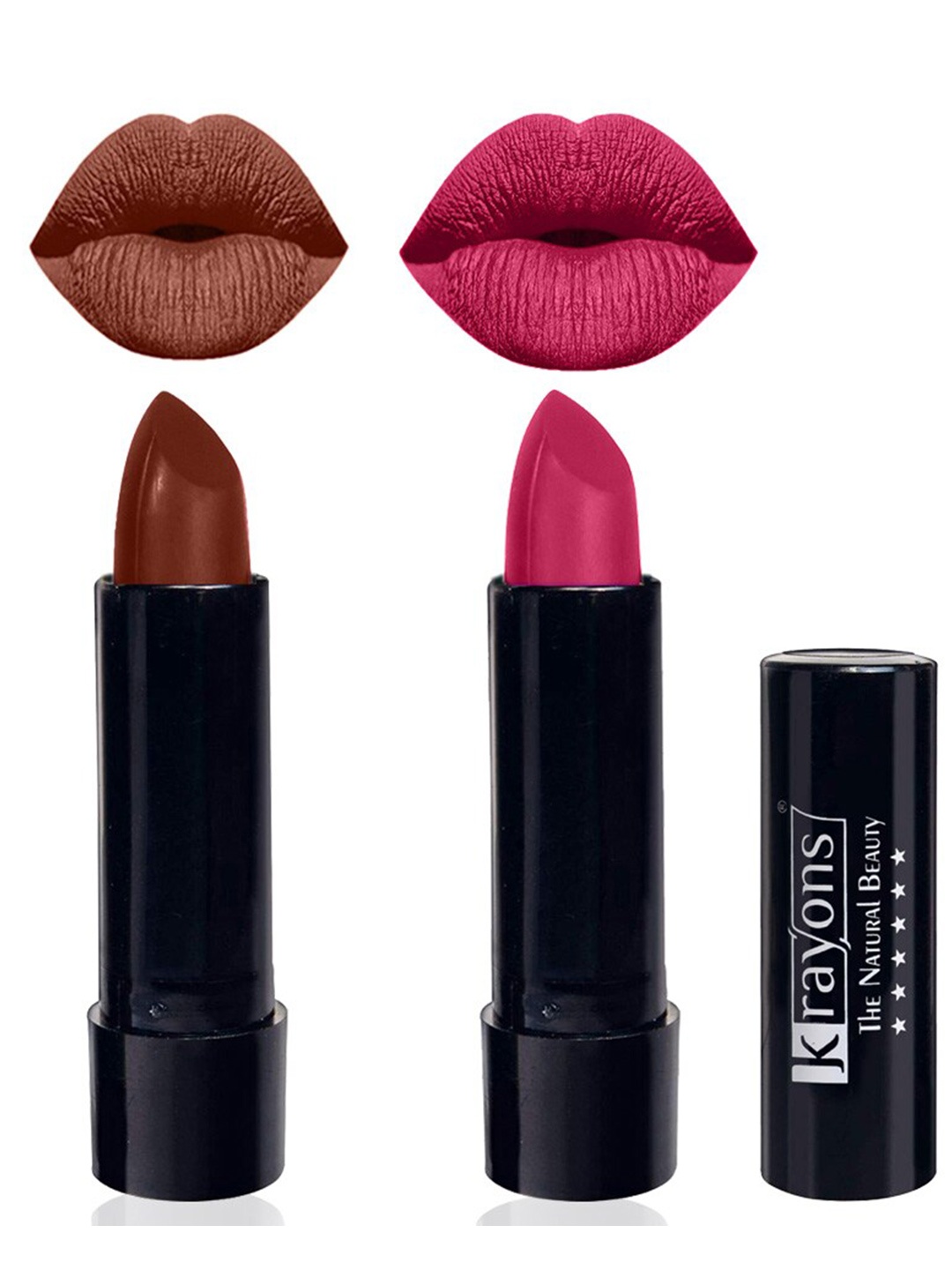 

krayons The Natural Beauty Set Of 2 Matte Lipsticks - Chocolate Mocha 167 & Angel Pink 171, Brown