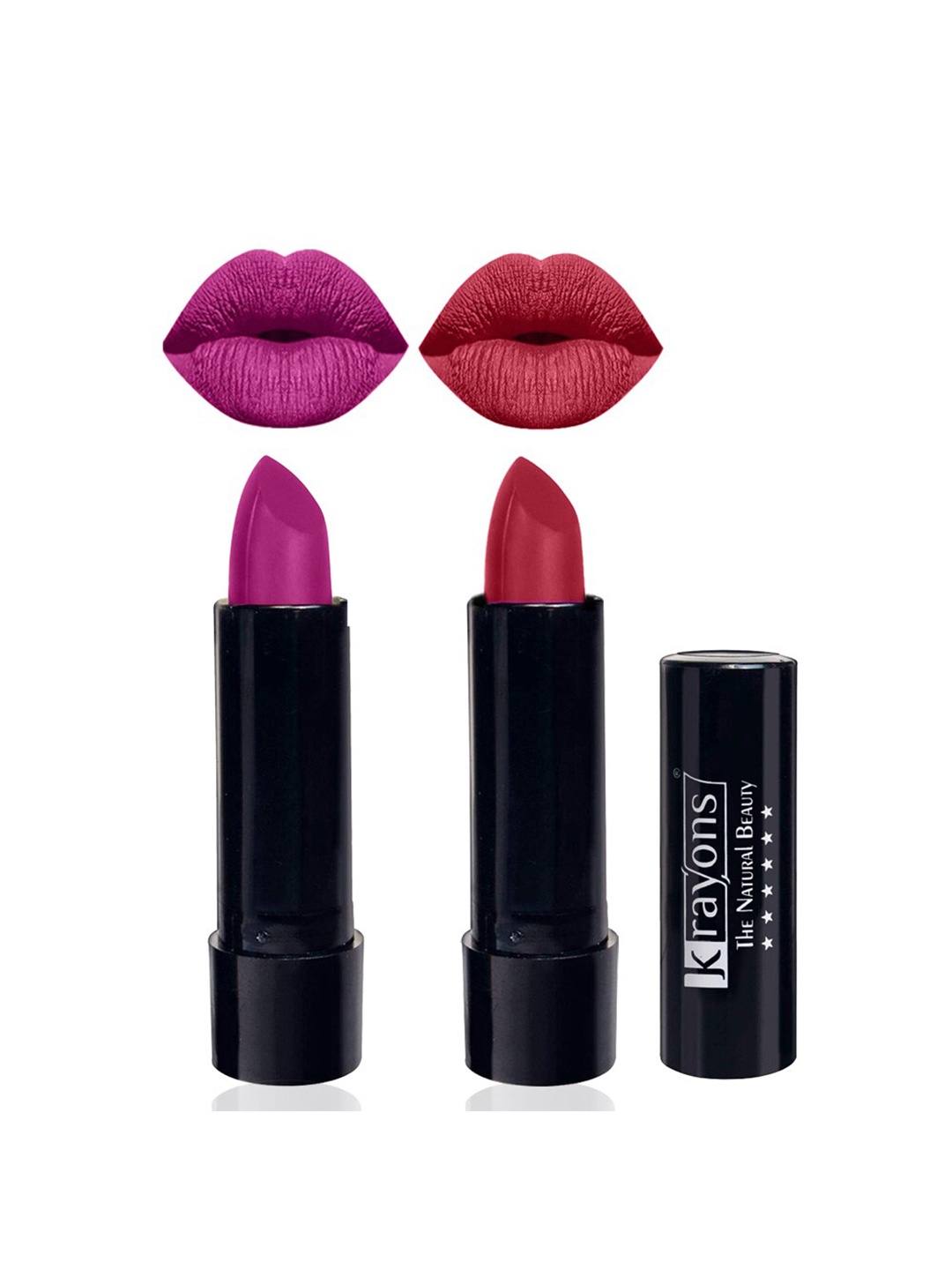 

krayons The Natural Beauty Set Of 2 Matte Lipsticks - French Rose158 & Orange Tango186, Purple