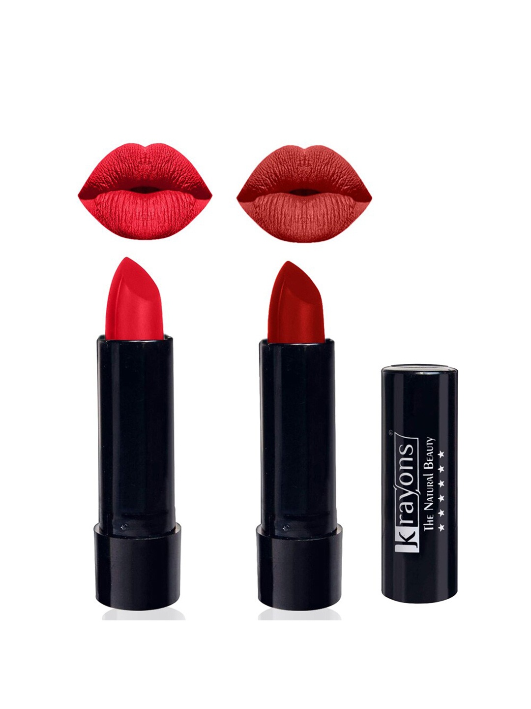 

krayons The Natural Beauty Set Of 2 Matte Lipsticks - Orange Crush 173 & Centre Stage 183, Red