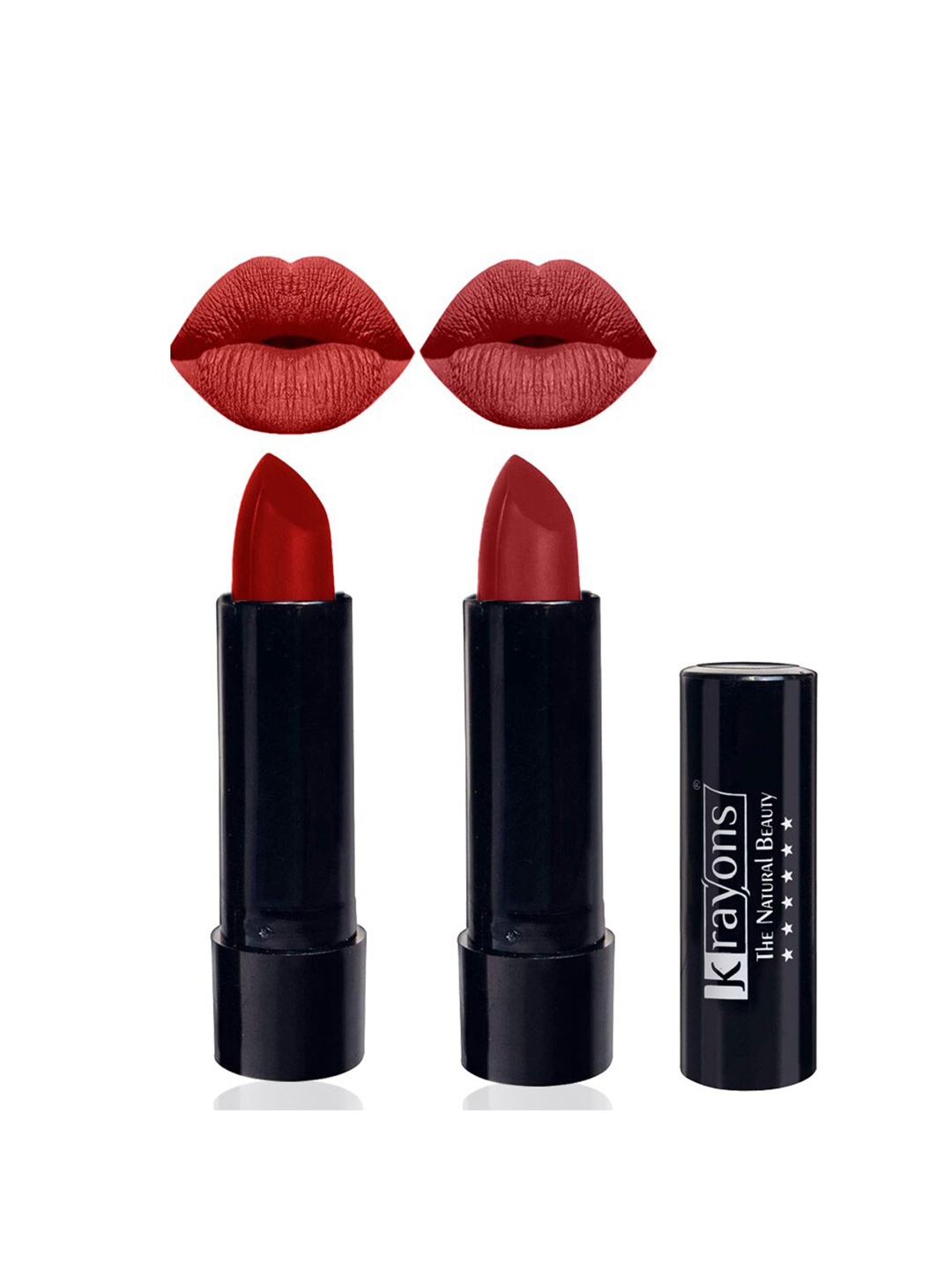 

krayons The Natural Beauty Set Of 2 Matte Lipsticks - Centre Stage 183 & Signal Red 196, Pink