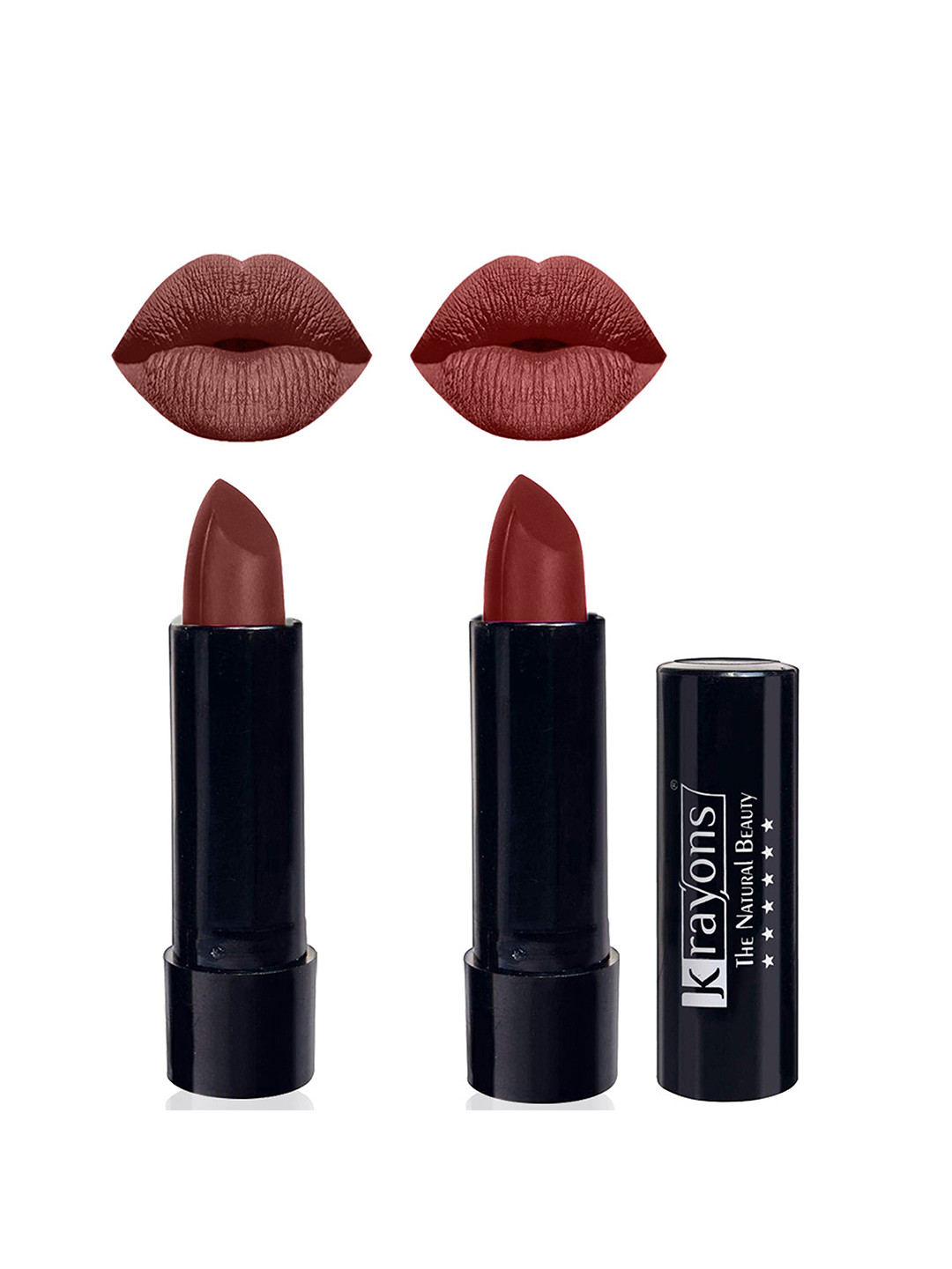

krayons Set Of 2 Cute Pop Waterproof & Moisturizing Matte Lipsticks - 3.5 g Each, Mauve