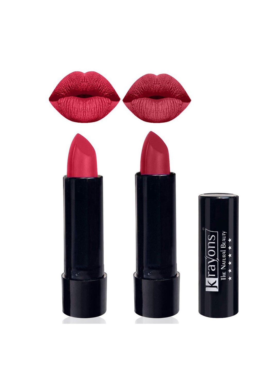 

krayons Set Of 2 Cute Pop Waterproof & Moisturizing Matte Lipsticks - 3.5 g Each, Pink