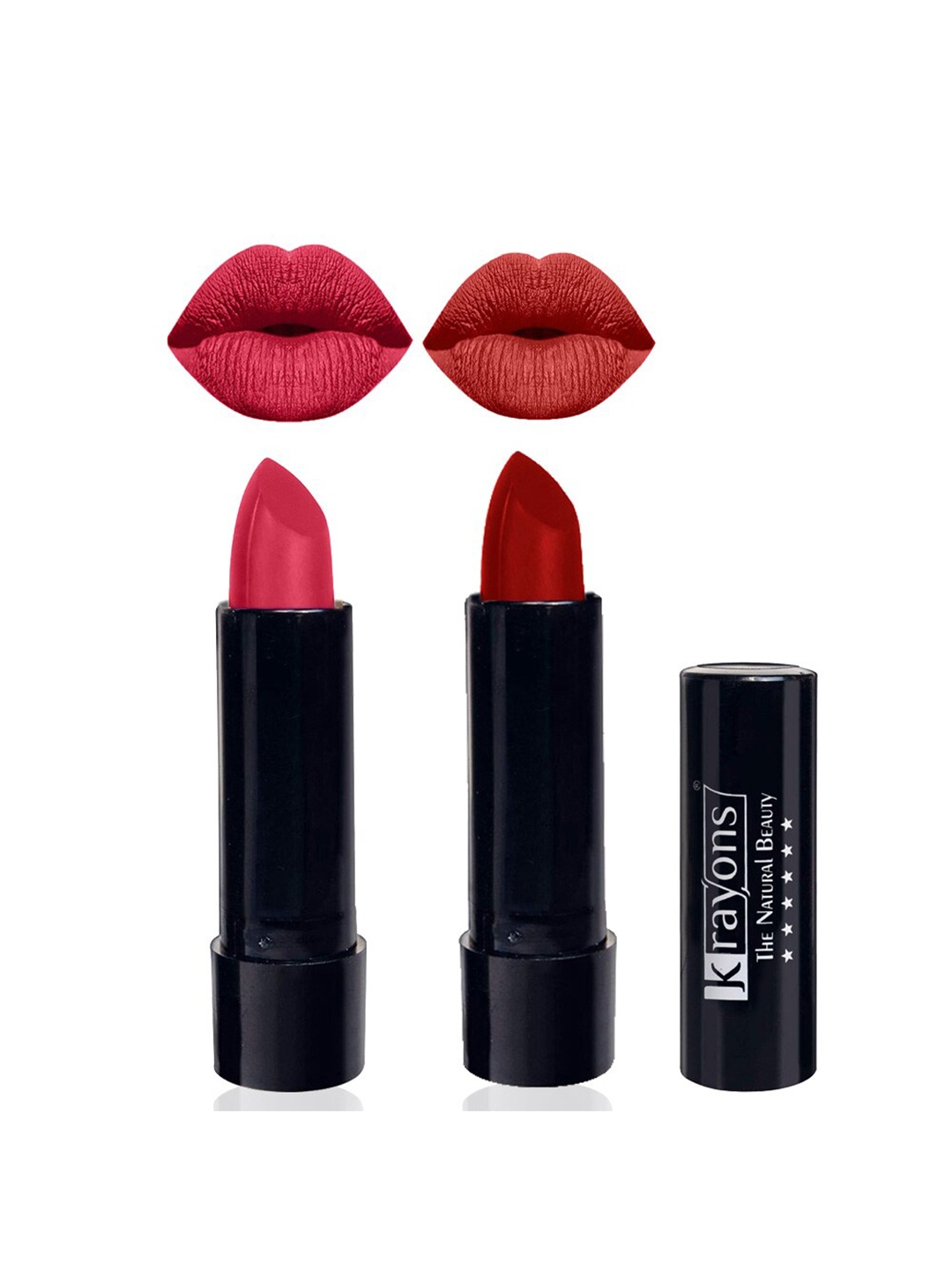 

krayons Set Of 2 Cute Pop Waterproof & Moisturizing Matte Lipsticks - 3.5 g Each, Maroon