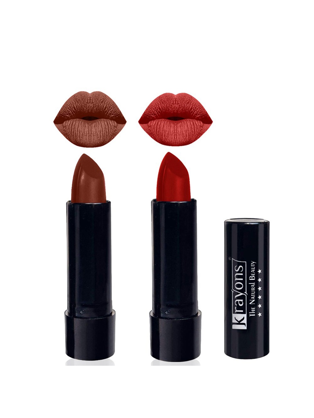 

krayons Set Of 2 Cute Pop Waterproof & Moisturizing Matte Lipsticks - 3.5 g Each, Pink