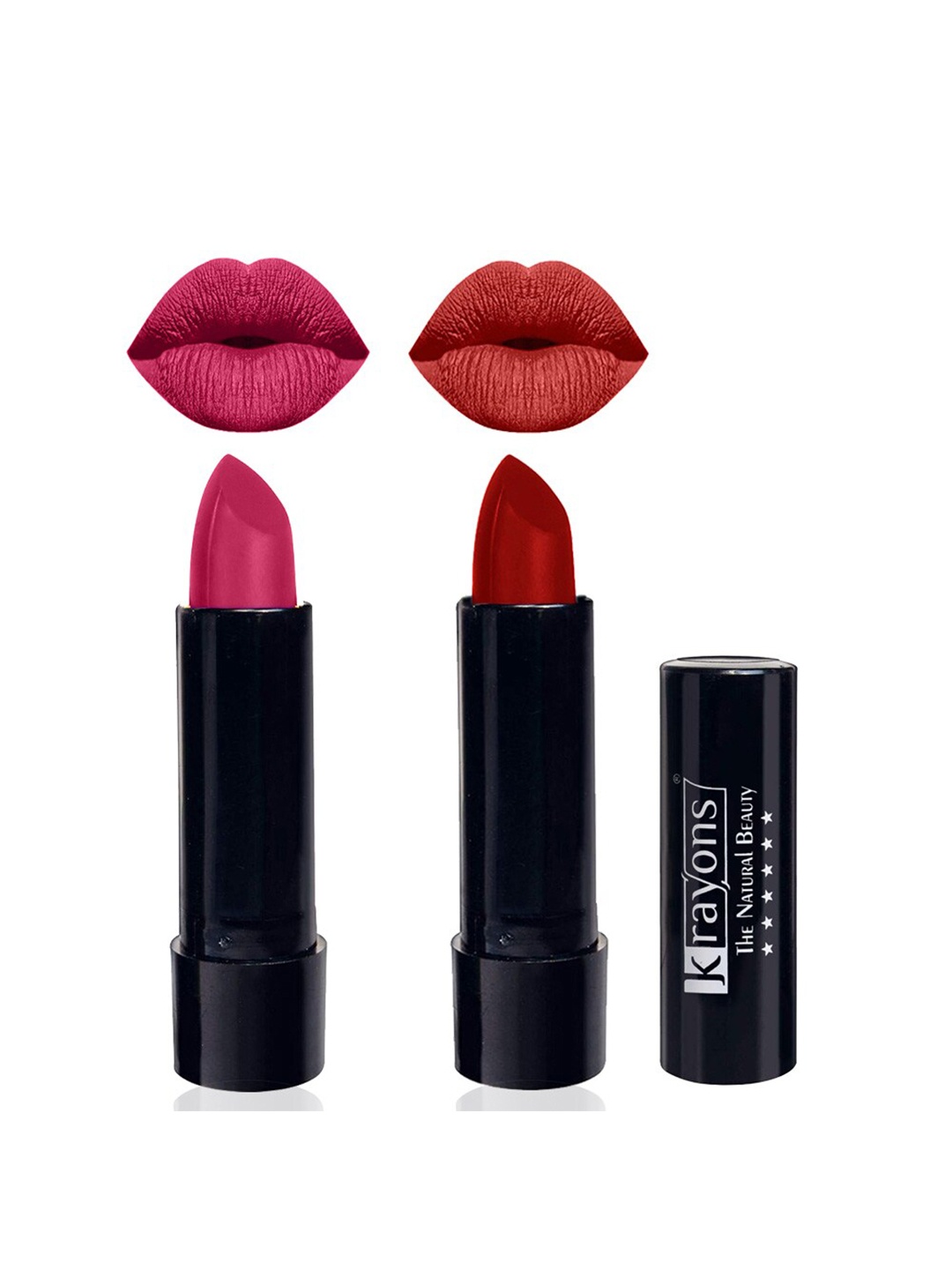 

krayons Set Of 2 Cute Pop Waterproof & Moisturizing Matte Lipsticks - 3.5 g Each, Pink