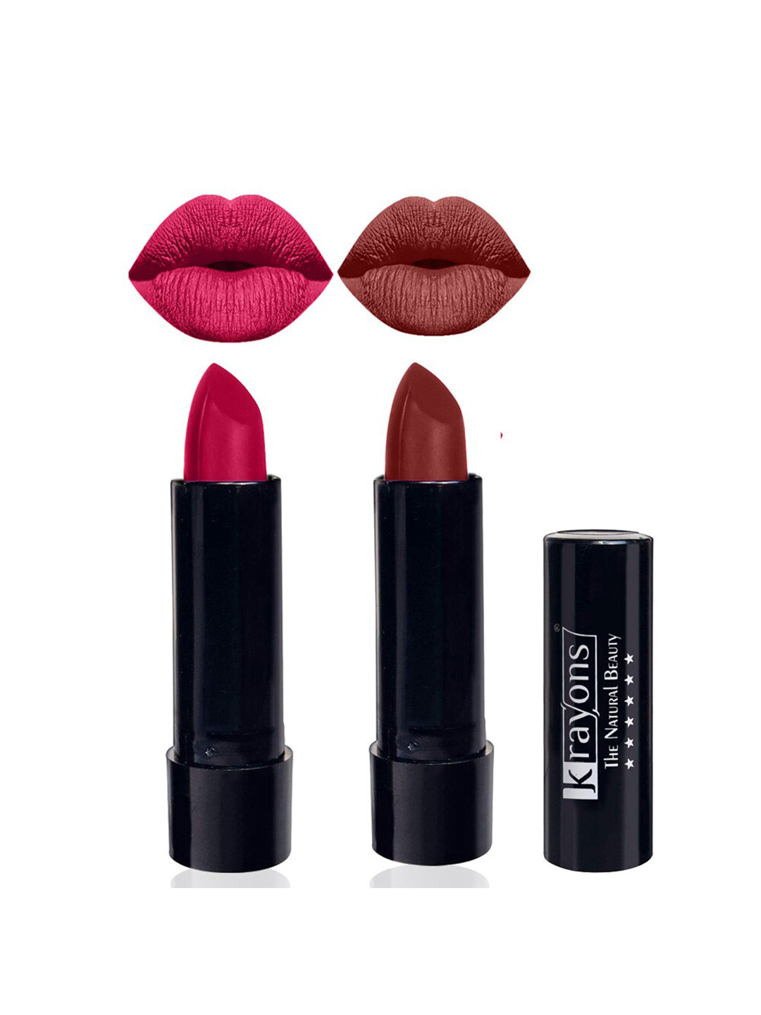 

krayons Set Of 2 Cute Pop Waterproof & Moisturizing Matte Lipsticks - 3.5 g Each, Pink