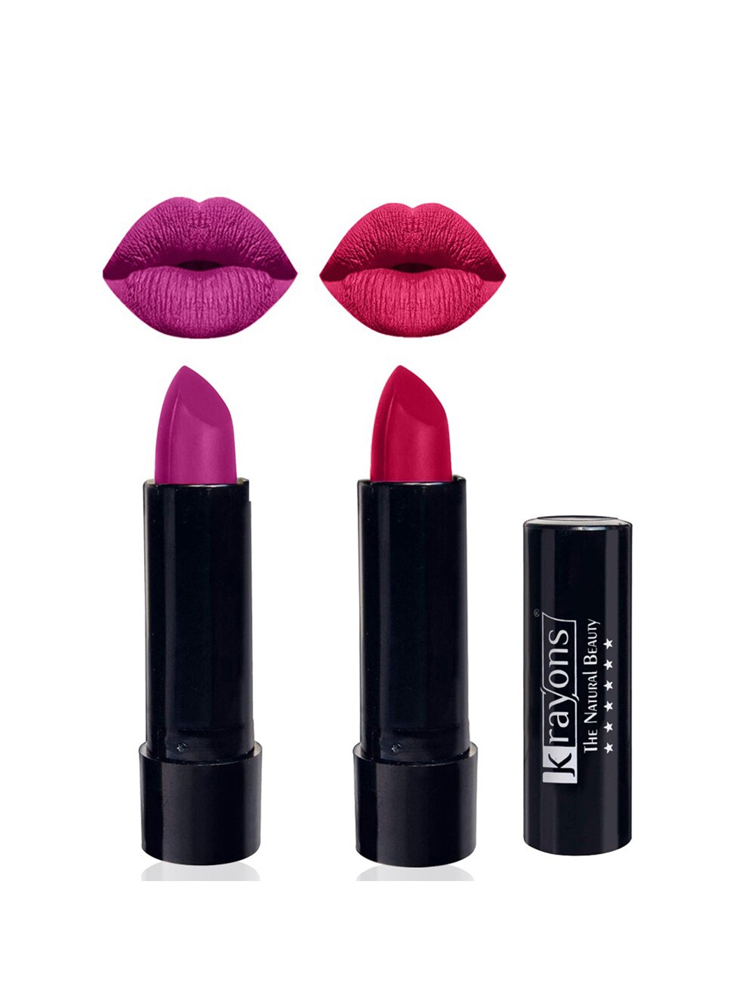 

krayons Set Of 2 Cute Pop Waterproof & Moisturizing Matte Lipsticks - 3.5 g Each, Pink