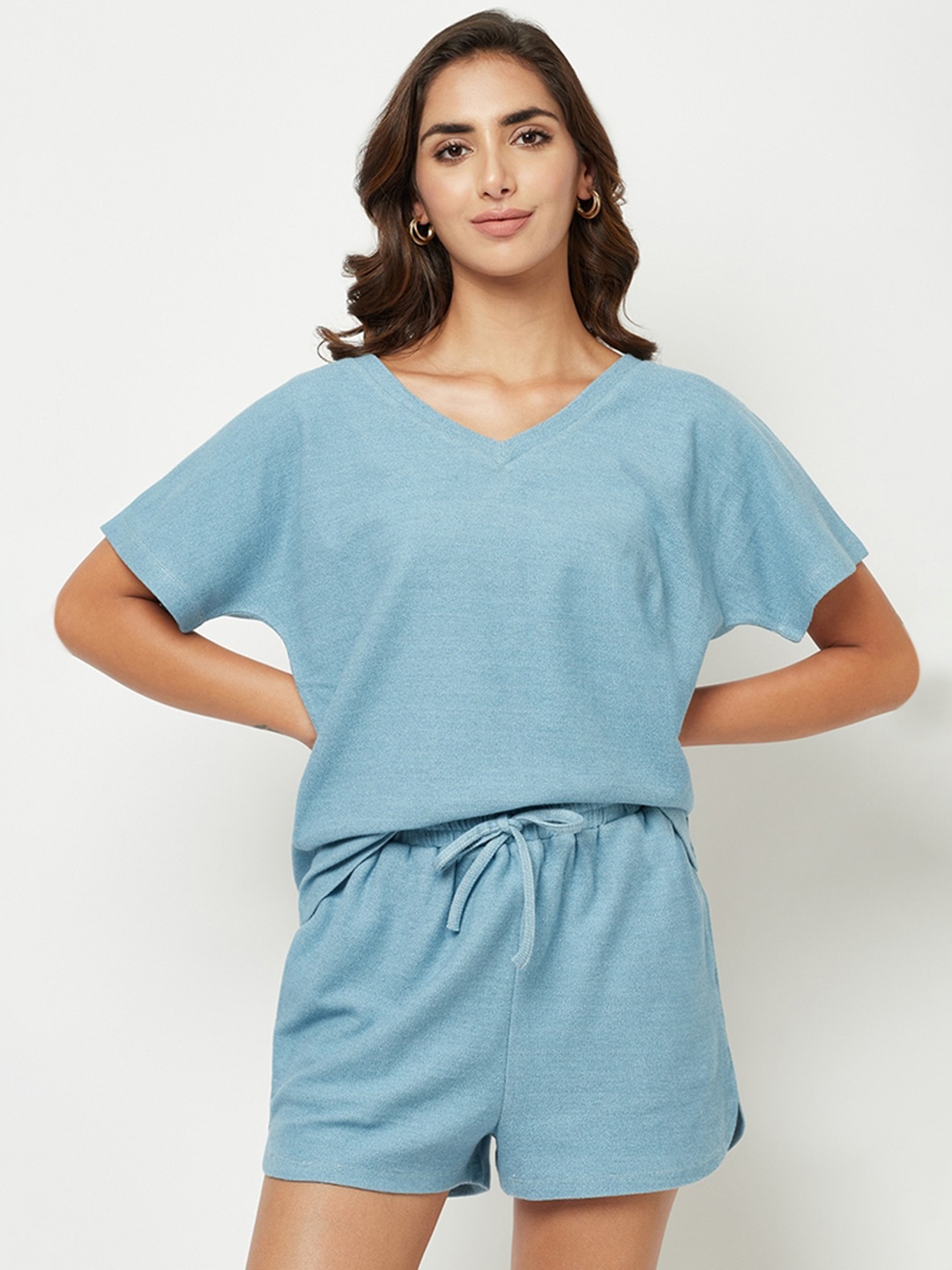 

HOUSE OF S Cotton Blend Round Neck Co-Ords, Turquoise blue