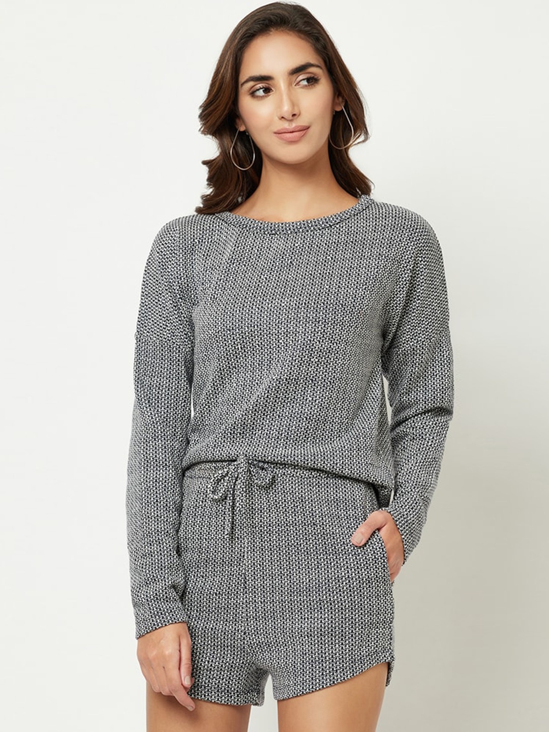 

HOUSE OF S Pure Cotton Round Neck Co-Ords, Grey