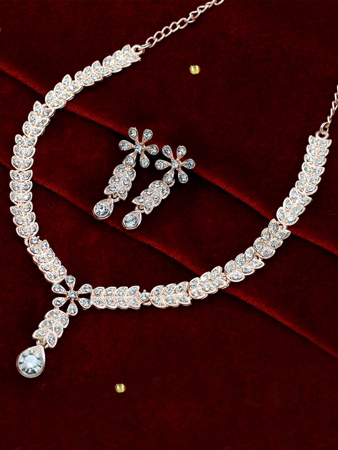 

SAIYONI Rose Gold-Plated AD Studded Jewellery Set