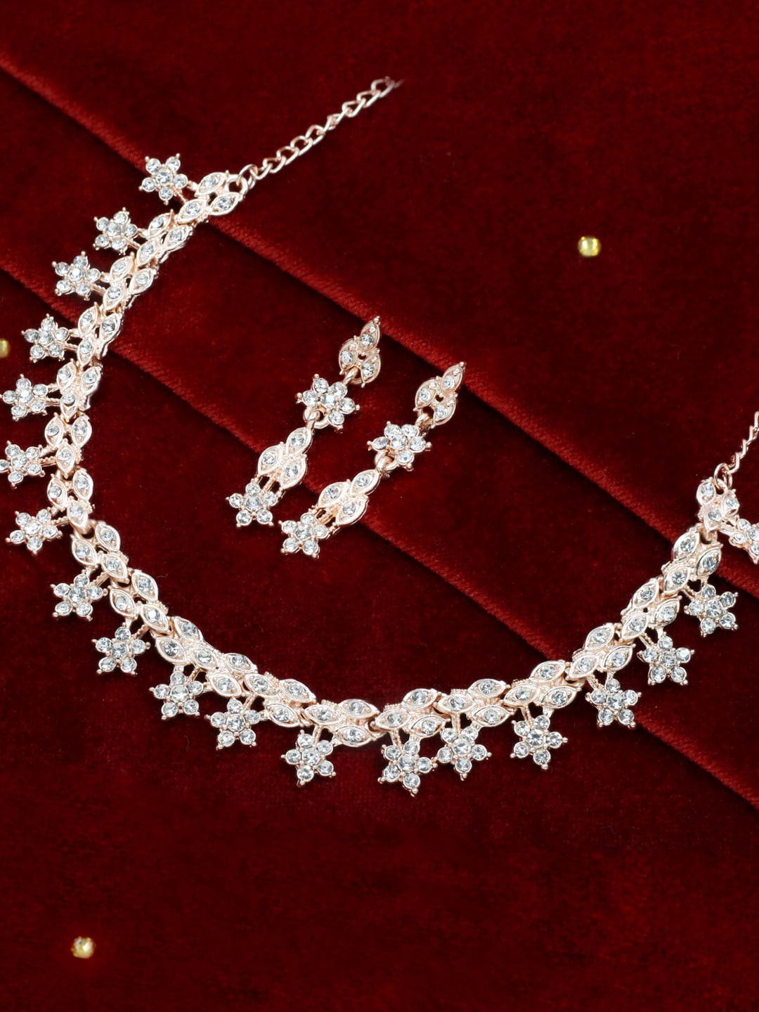 

SAIYONI Rose Gold-Plated Stone-Studded Jewellery Set