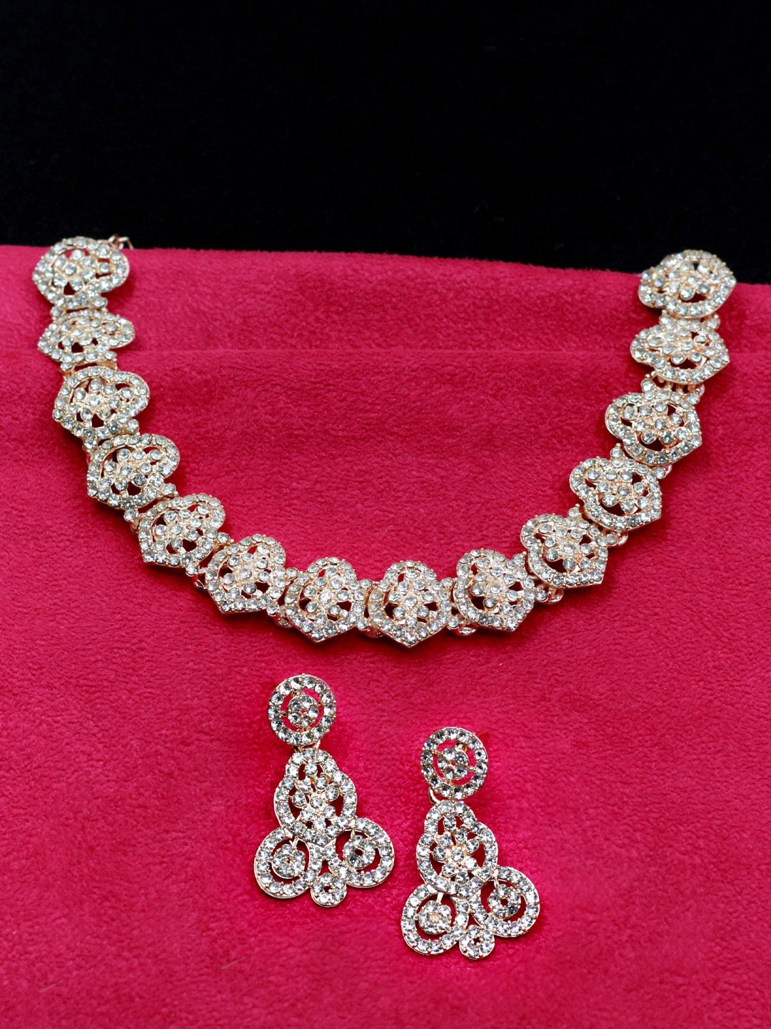 

SAIYONI Rose Gold-Plated Stone-Studded Jewellery Set