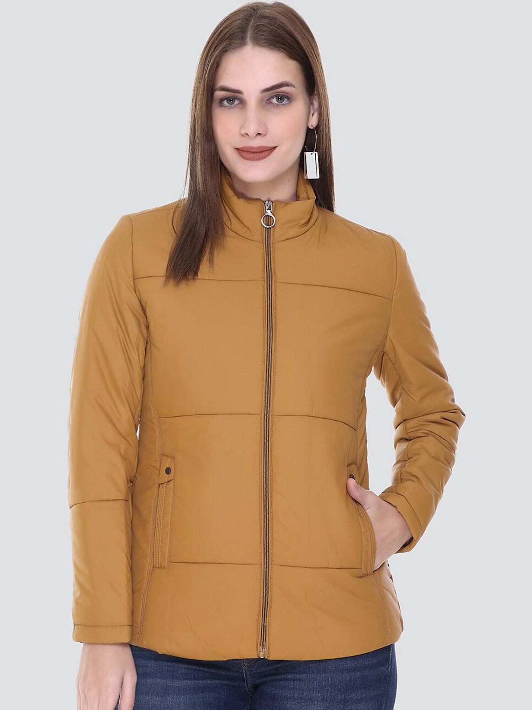 

DARTICA Women Solid Long Sleeves Padded Jacket, Mustard