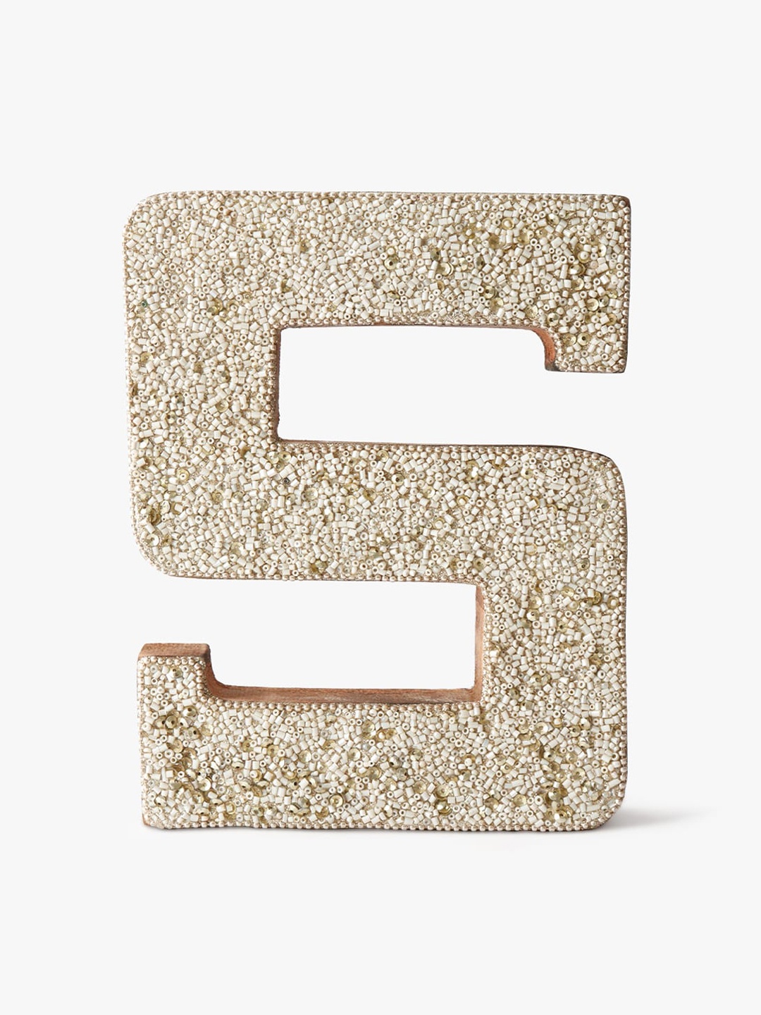 

CASA DECOR Gold-Toned Beaded Alphabets S Showpiece