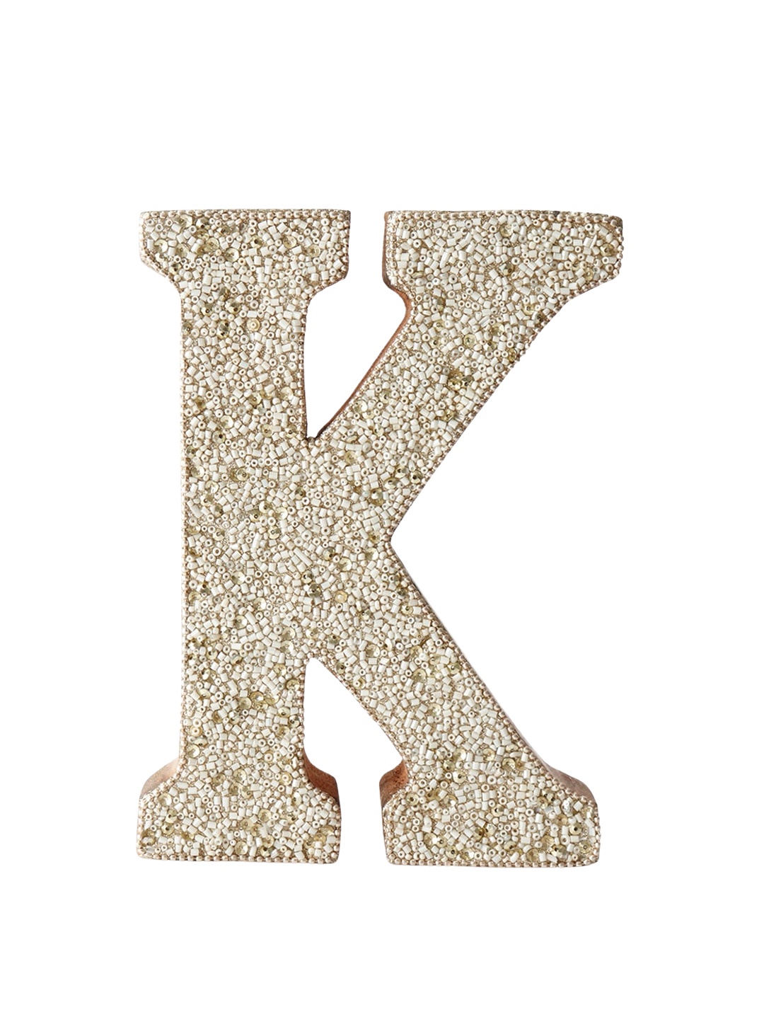 

CASA DECOR Gold & White The Beaded Alphabets K Showpiece