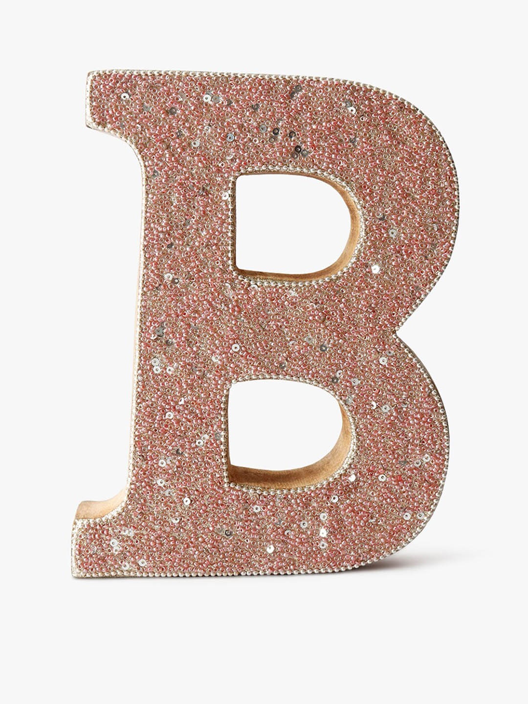 

CASA DECOR Pink Beaded Alphabet B Bedazzled Showpiece