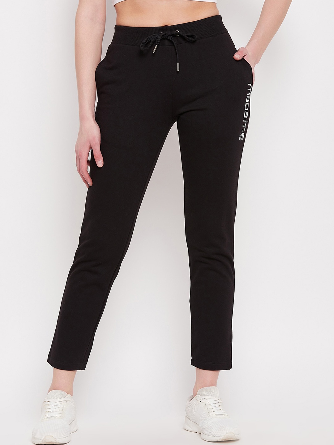 

Madame Women Solid Sports Track Pants, Black