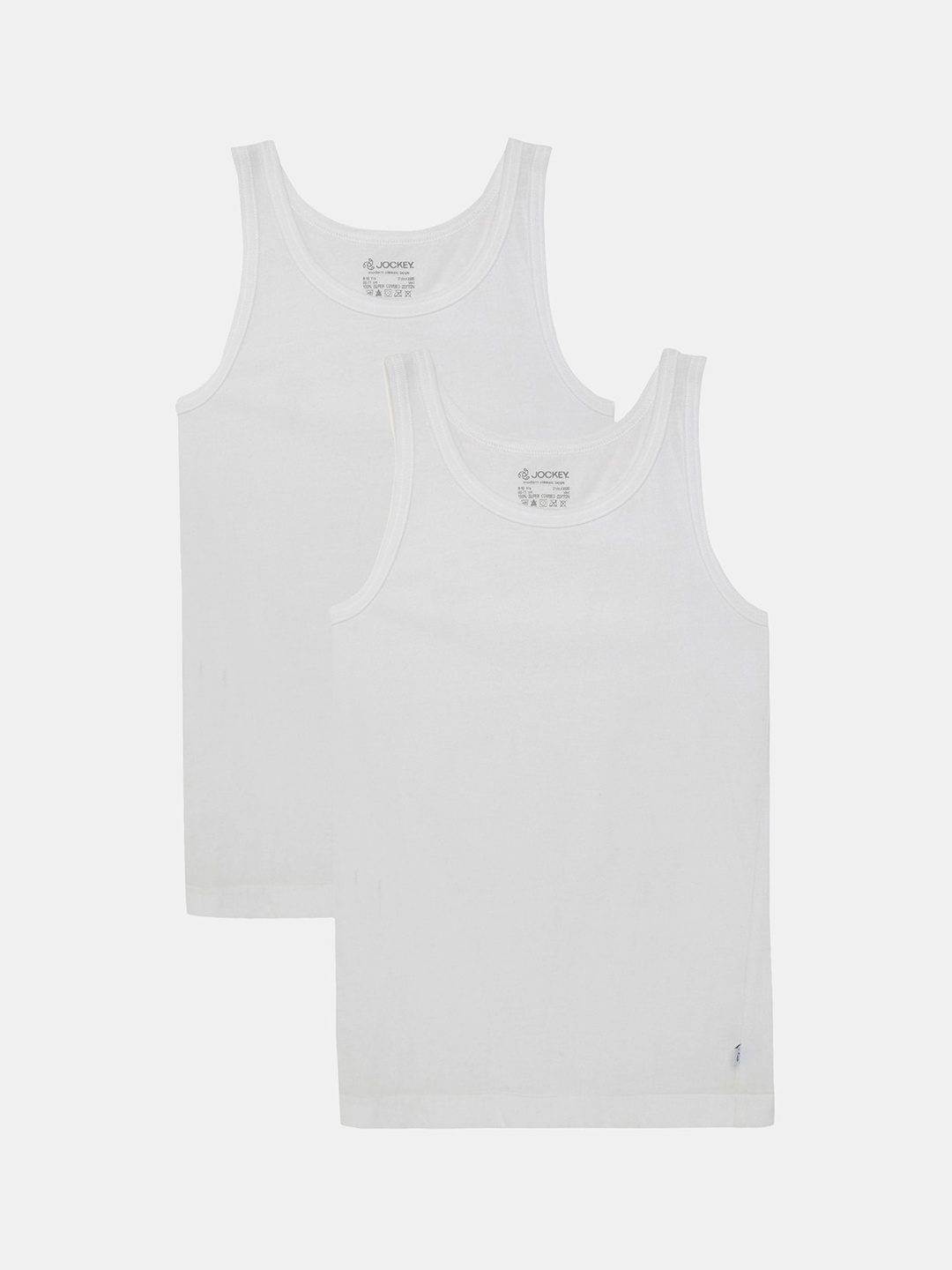 

Jockey Boys Pack Of 2 Super Combed Cotton Vest - 3320, White