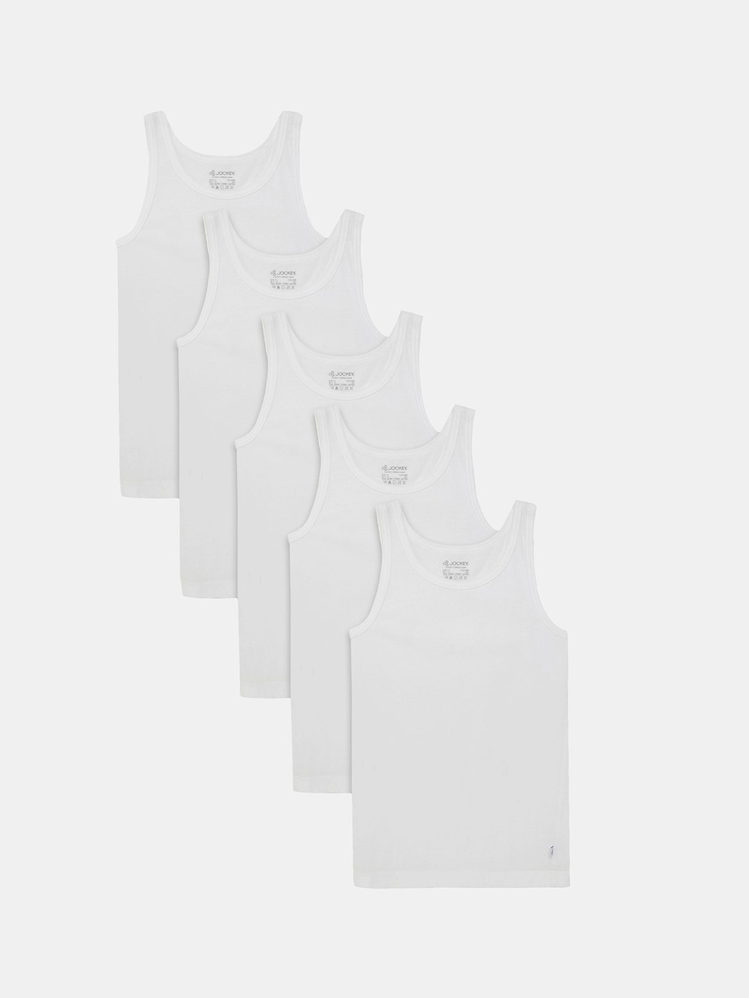 

Jockey Boys Pack Of 5 Solid Super Combed Cotton Innerwear Vests, White