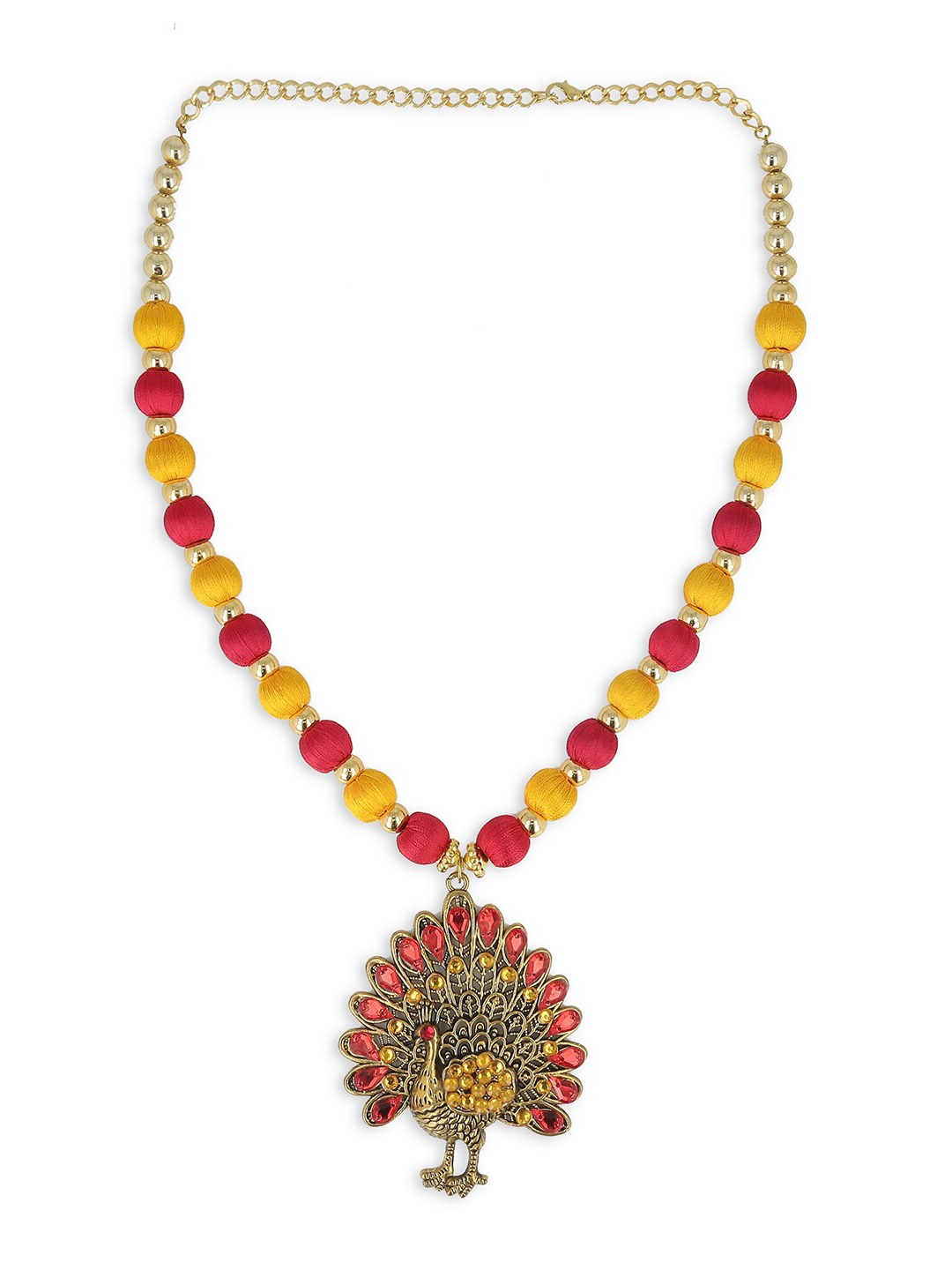 

AKSHARA German Silver Gold-Plated Necklace, Red