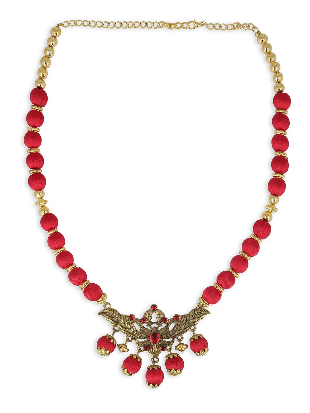 

AKSHARA Gold-Toned & Red German Silver Gold-Plated Handcrafted Necklace