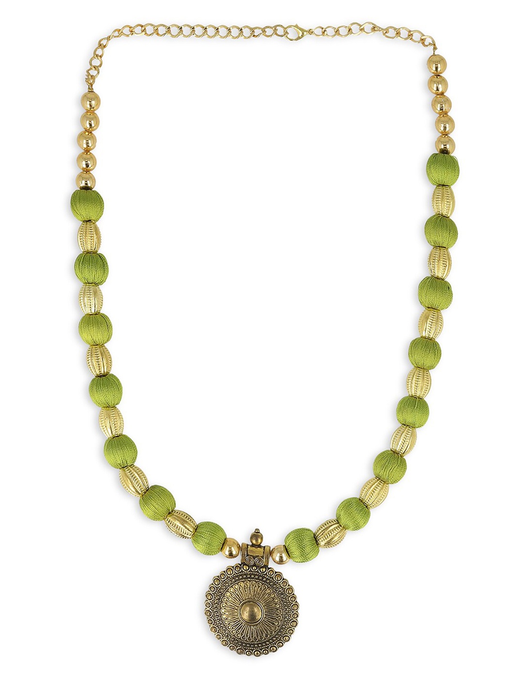 

AKSHARA German Silver Gold-Plated Handcrafted Necklace, Green