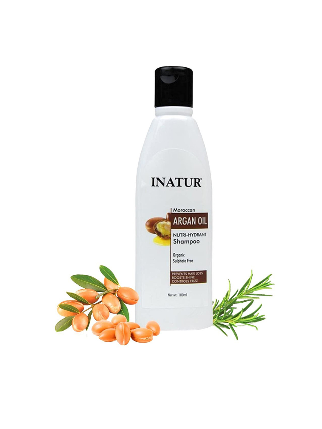 

Inatur Moroccan Argan Oil Nutri-Hydrant Shampoo with Brahmi & Rosemary - 100 ml, White