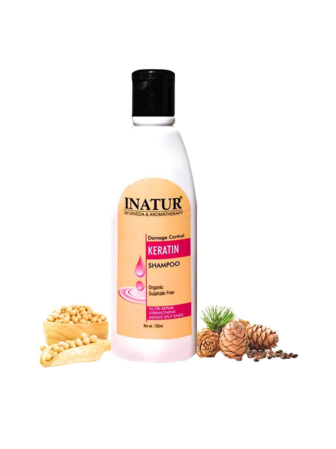 

Inatur Ayurveda & Aromatherapy Damage Control Keratin Organic Shampoo - 100 ml, White
