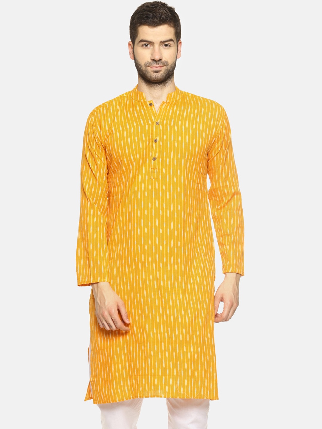 

PAROKSH Woven Design Regular Pure Cotton Kurta, Yellow