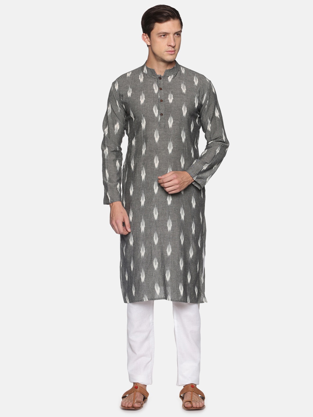 

PAROKSH Woven Design Regular Pure Cotton Kurta, Grey