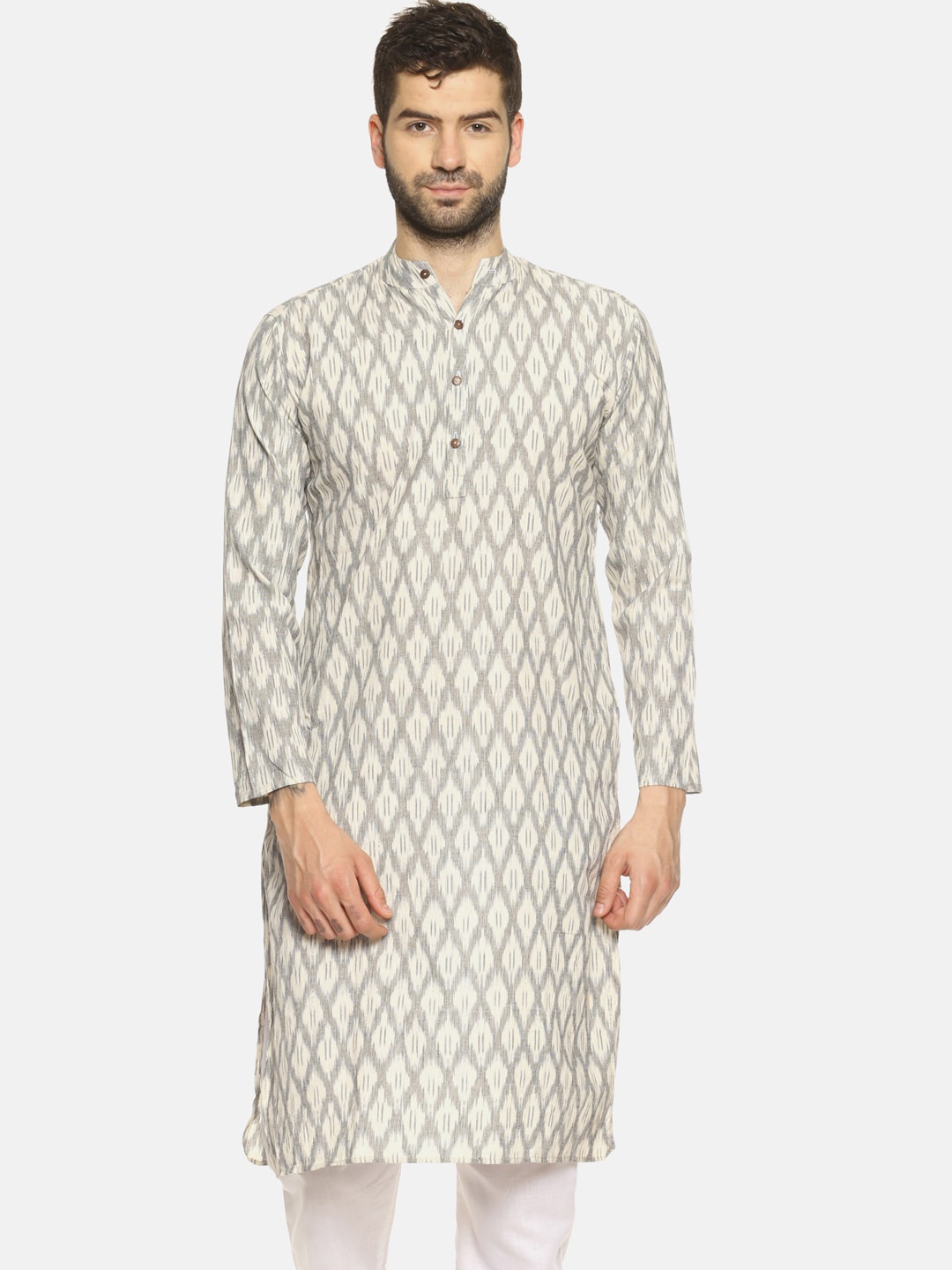 

PAROKSH Woven Design Regular Pure Cotton Kurta, Off white