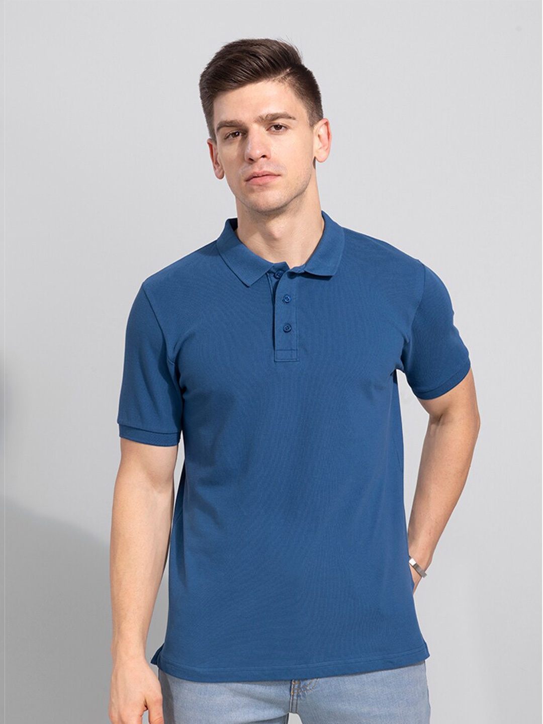 

Snitch Men Solid Polo Collar T-shirt, Blue