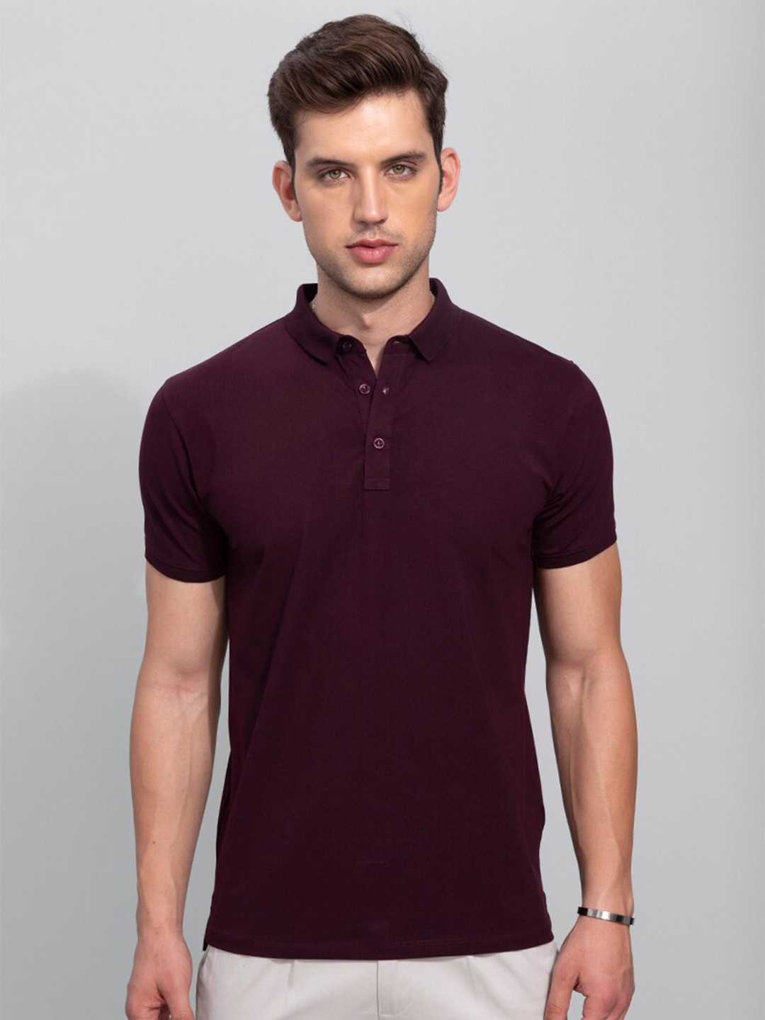 

Snitch Men Polo Collar Slim Fit T-shirt, Maroon
