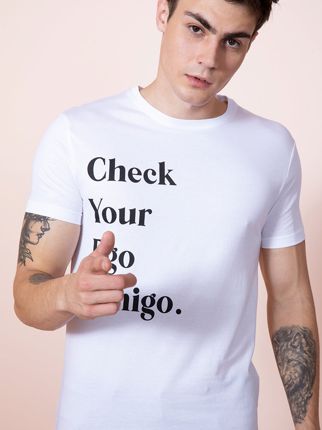

Snitch Men Cotton Typography Printed T-shirt, White