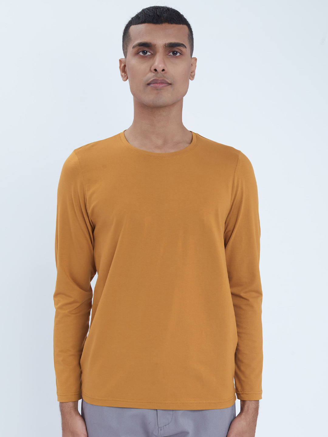 

Snitch Men Slim Fit Cotton T-shirt, Mustard