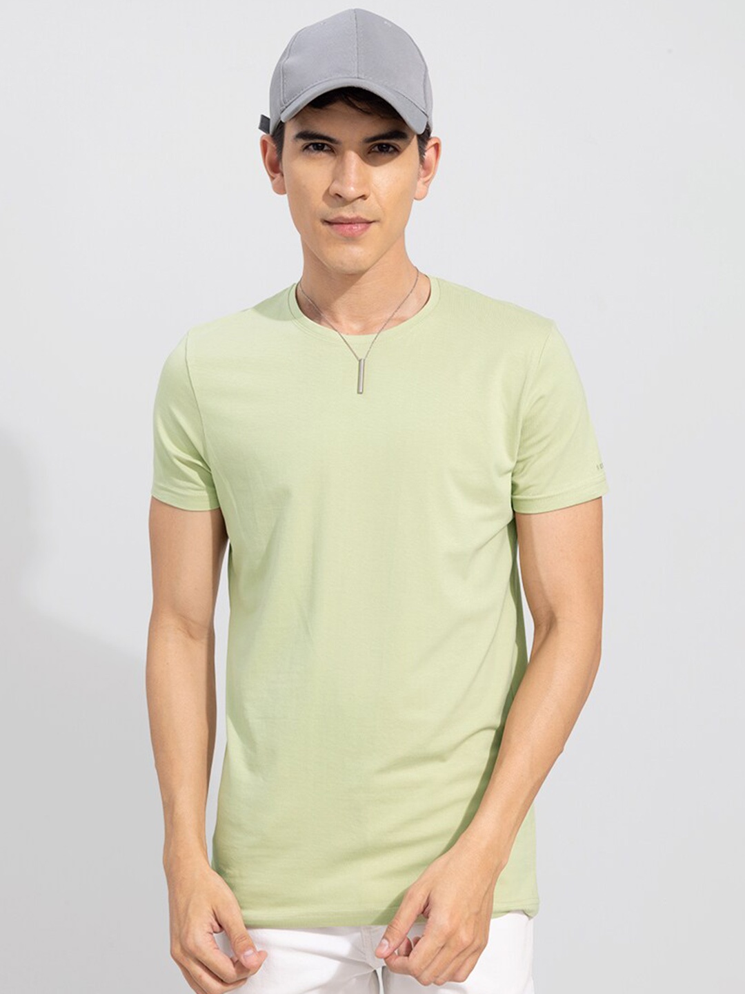 

Snitch Men Slim Fit Cotton T-shirt, Green