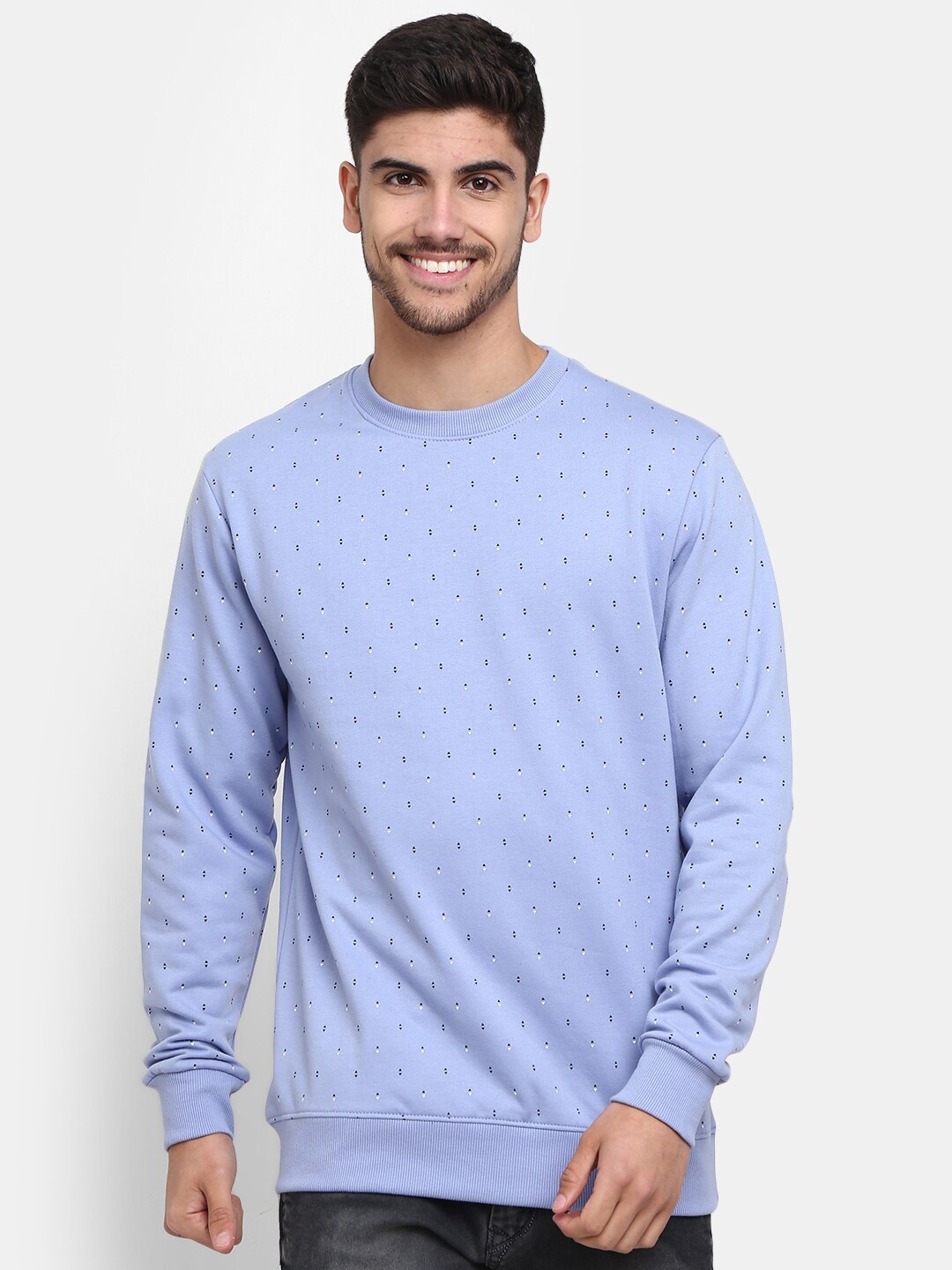 

V-Mart Men Printed Cotton Sweatshirt, Blue