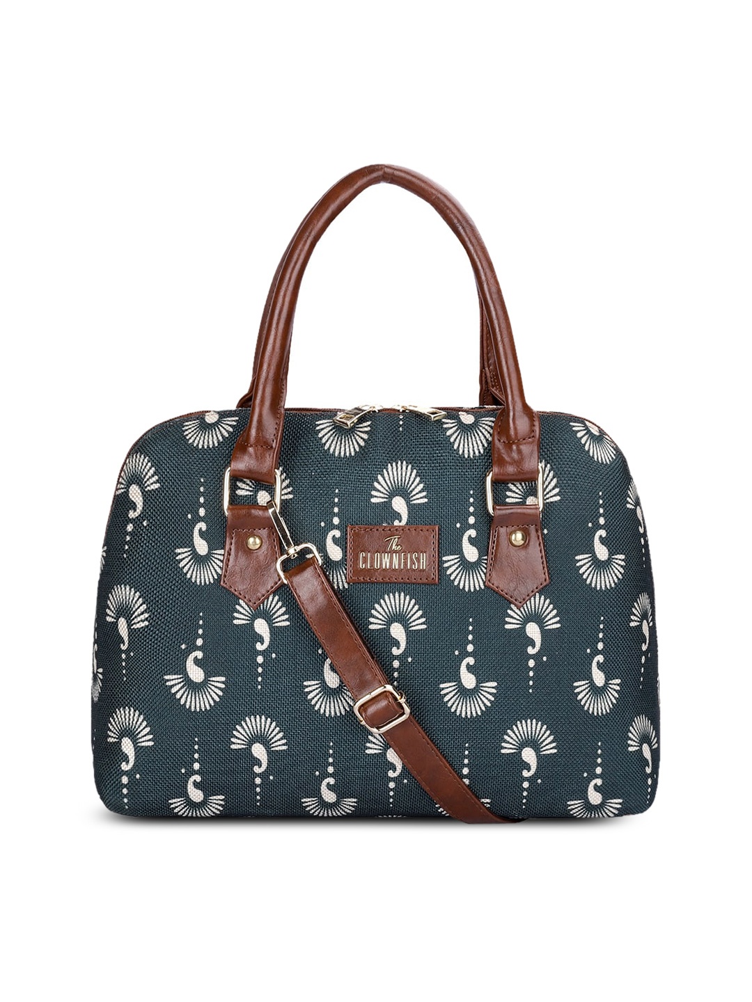 

THE CLOWNFISH Ethnic Motifs Printed Bowling Handheld Bag, Green