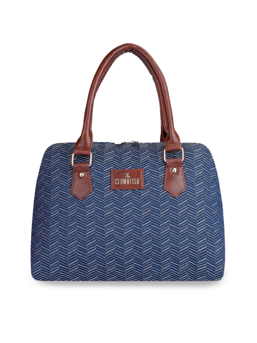 

THE CLOWNFISH Printed Structured Handheld Bag, Navy blue