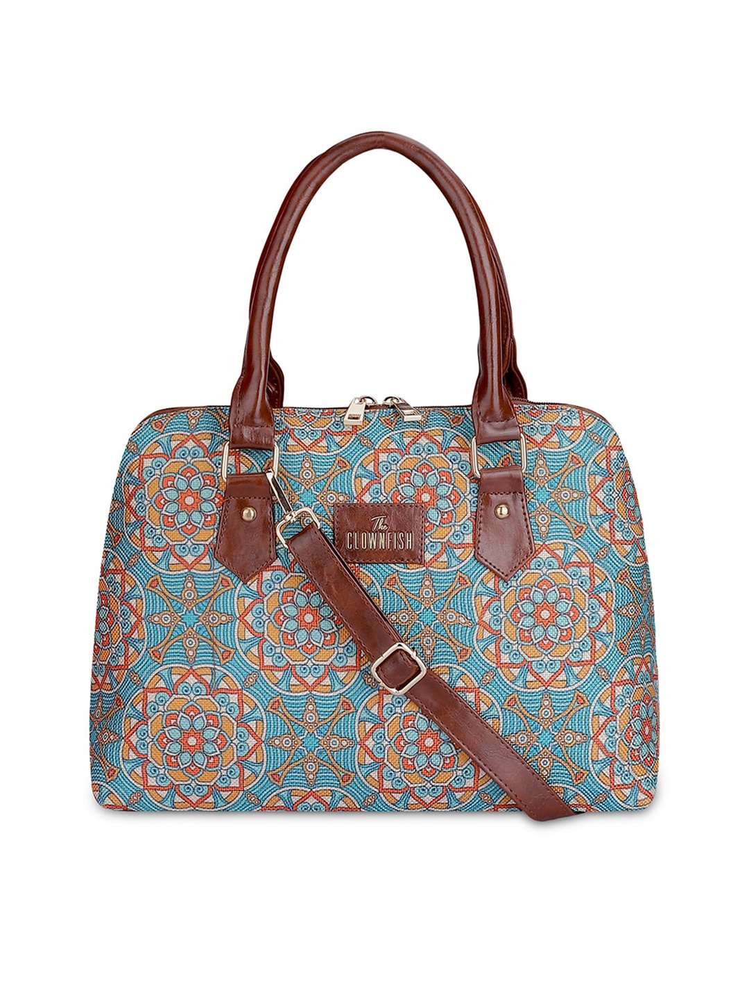 

THE CLOWNFISH Ethnic Motifs Printed Structured Handheld Bag, Green
