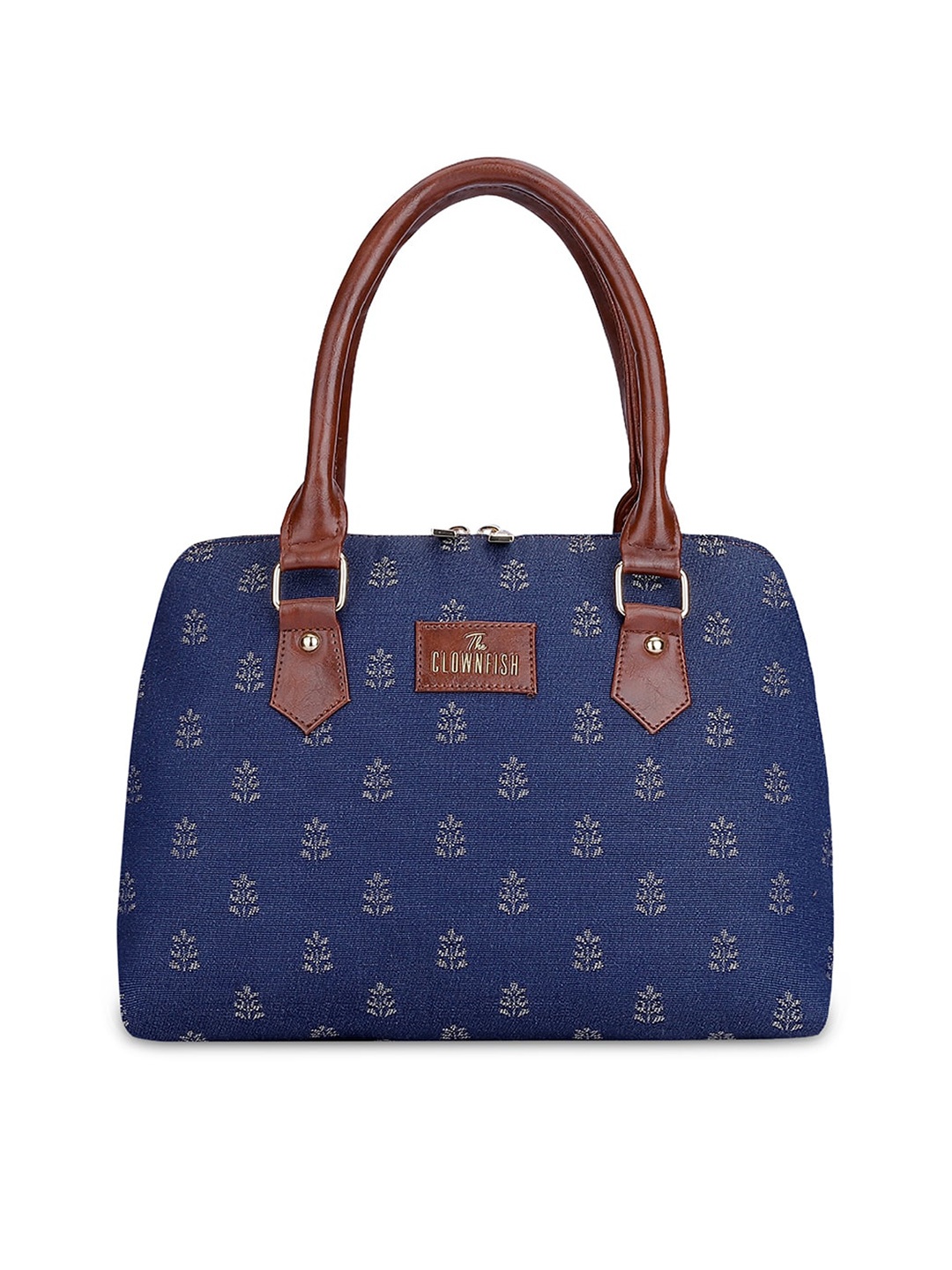 

THE CLOWNFISH Navy Blue Printed Bowling Handheld Bag