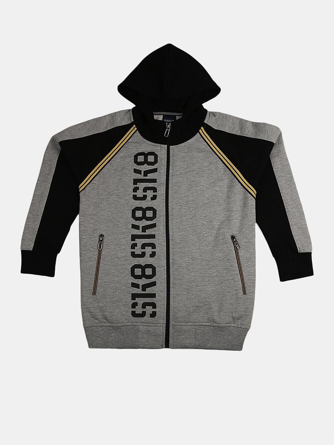 

V-Mart Boys Printed Cotton Hooded Sweatshirt, Grey