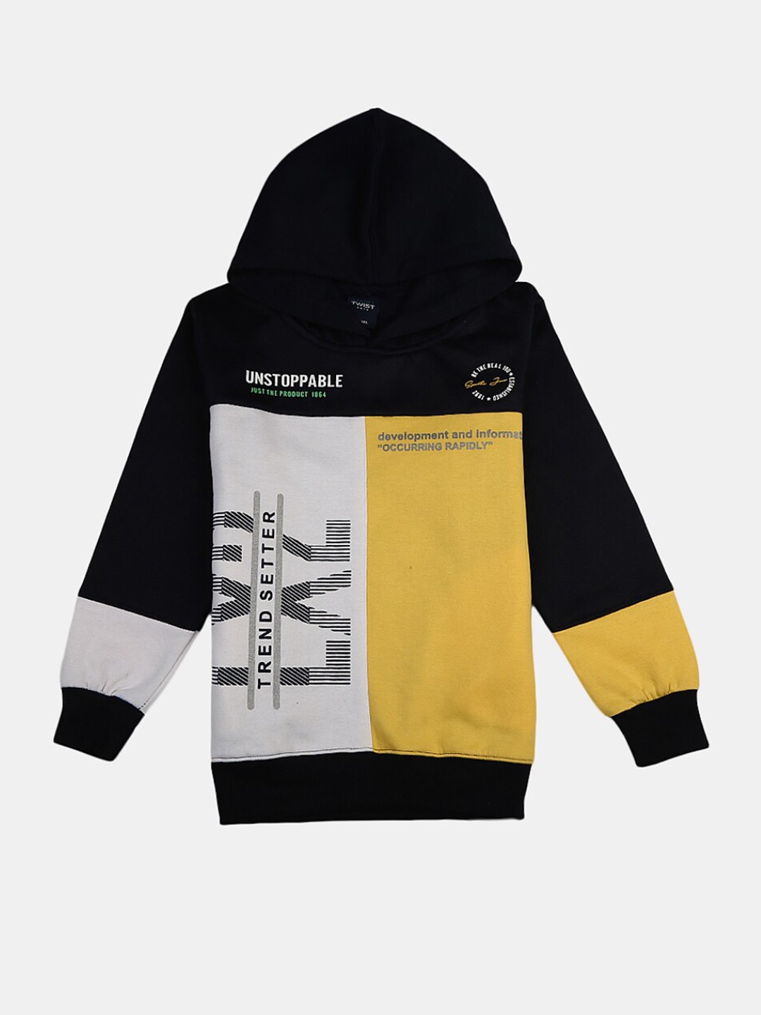 

V-Mart Boys Navy Blue Colourblocked Hooded Sweatshirt