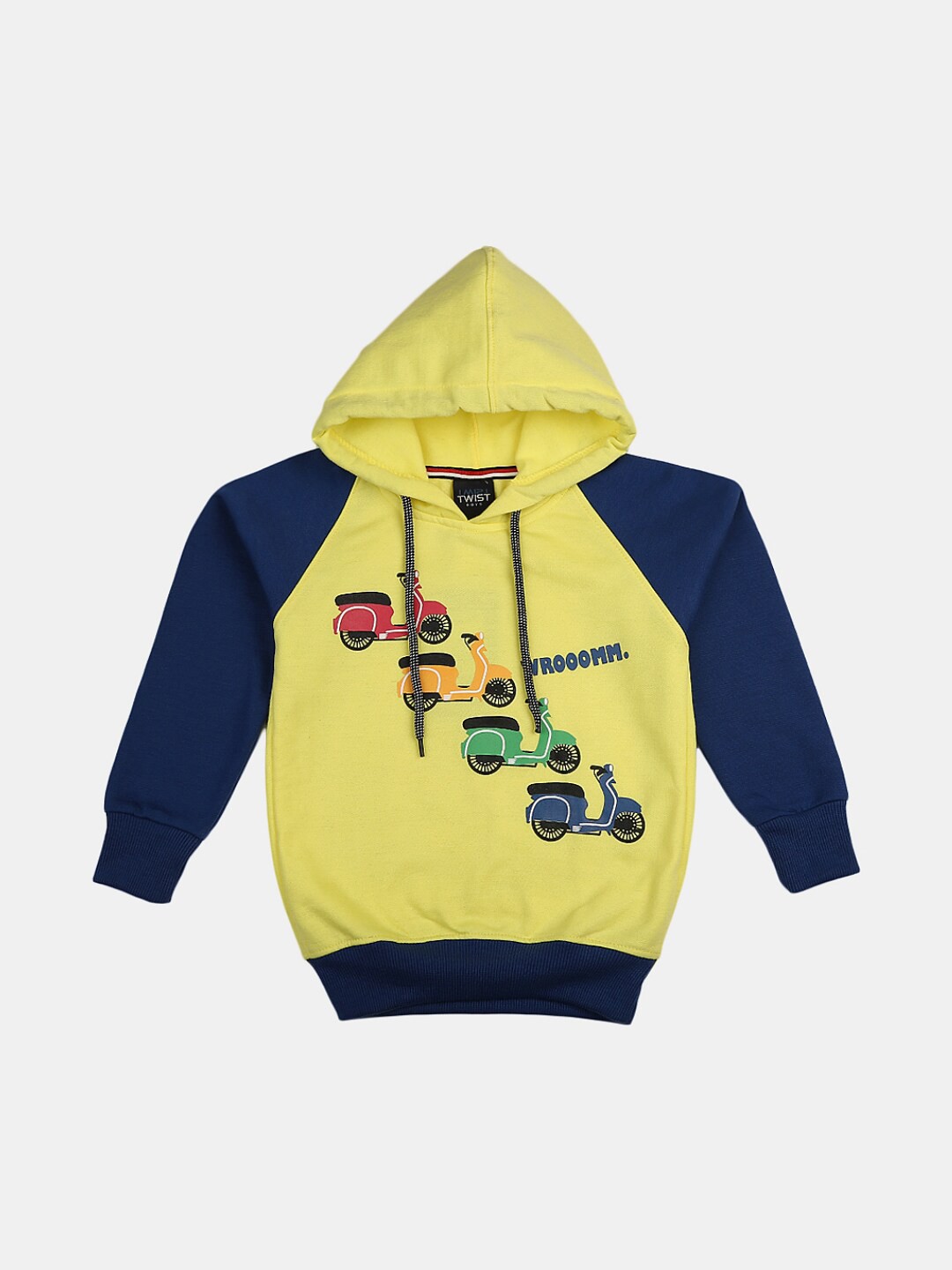 

V-Mart Boys Printed Cotton Hooded Sweatshirt, Yellow