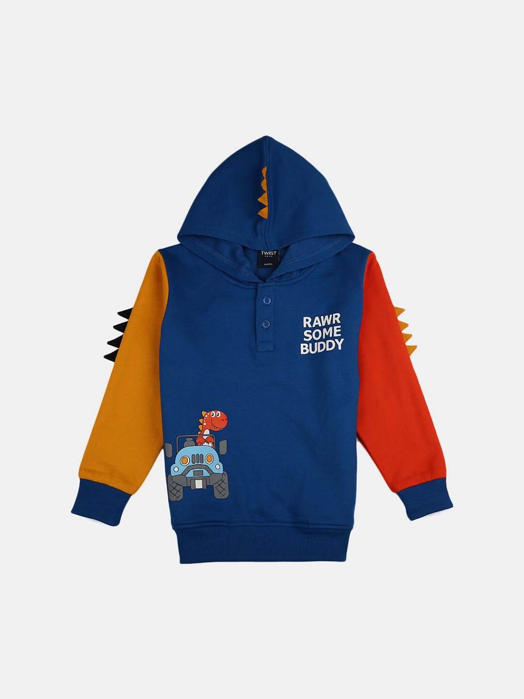

V-Mart Boys Blue Printed Hooded Sweatshirt